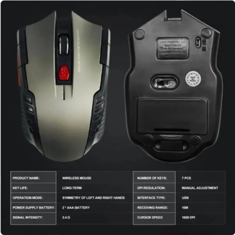 2.4G 6 Key Wireless Mouse Optical For Laptop Computer PC Gamer CSGO PUBG